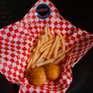 Mac & Cheese Bites w/ Fries and a Drink 